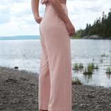 Pantalon en lin pêche pour femme.