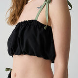 Haut noir et sauge ajustable pour femme. Adjustable top for women. Summer top.
