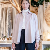 Oversized pink white shirt for women. Made in Quebec.