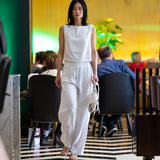 Loose linen pants - white