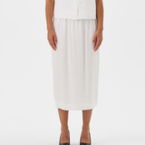 Jupe midi en lin - blanc