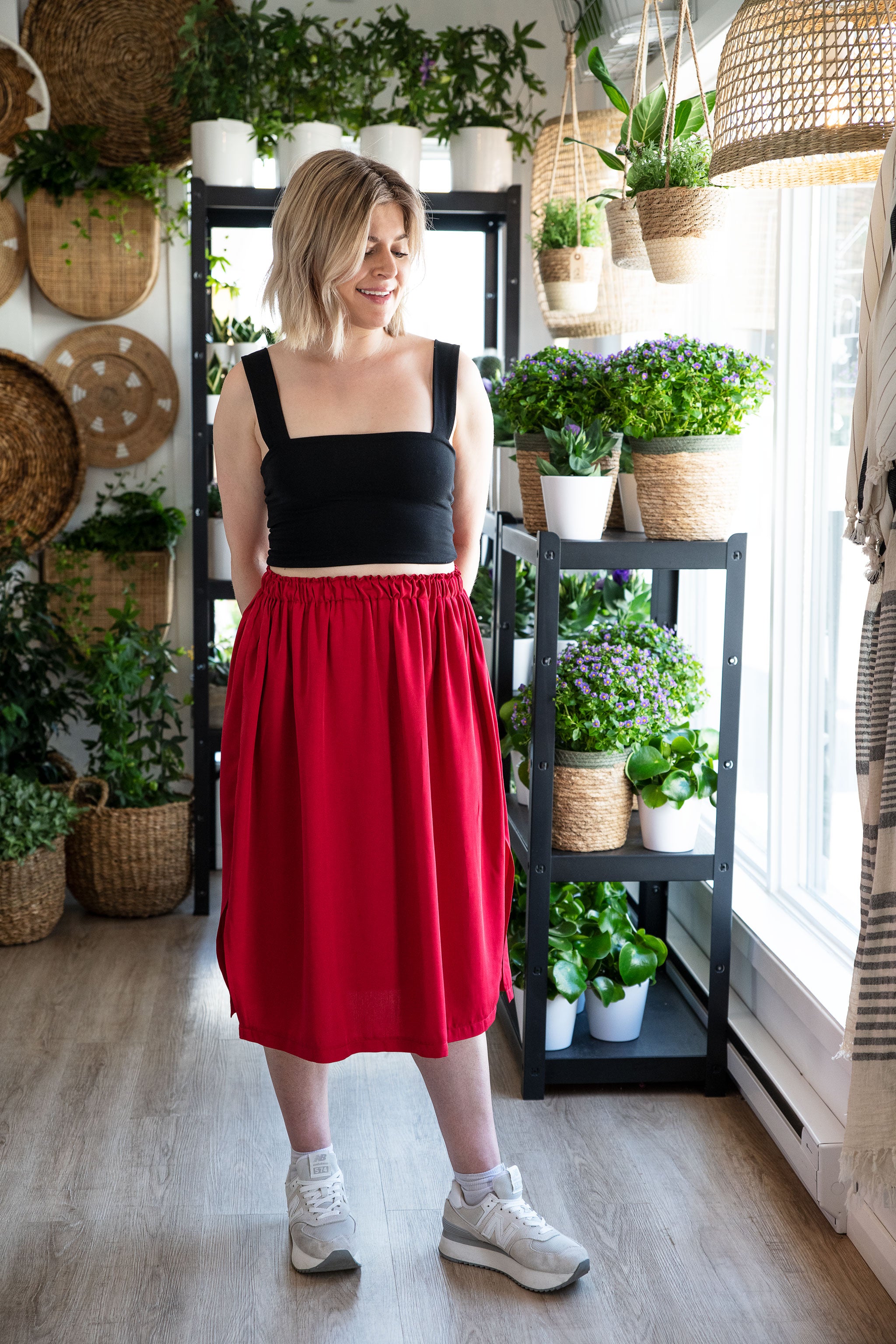 Jupe midi rouge CLAUDIE (M).