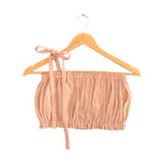 VALERIE C. - Peach linen top for women. Summer top for women. Adjustable top.