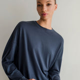 Pull léger en laine de mérinos - bleu acier