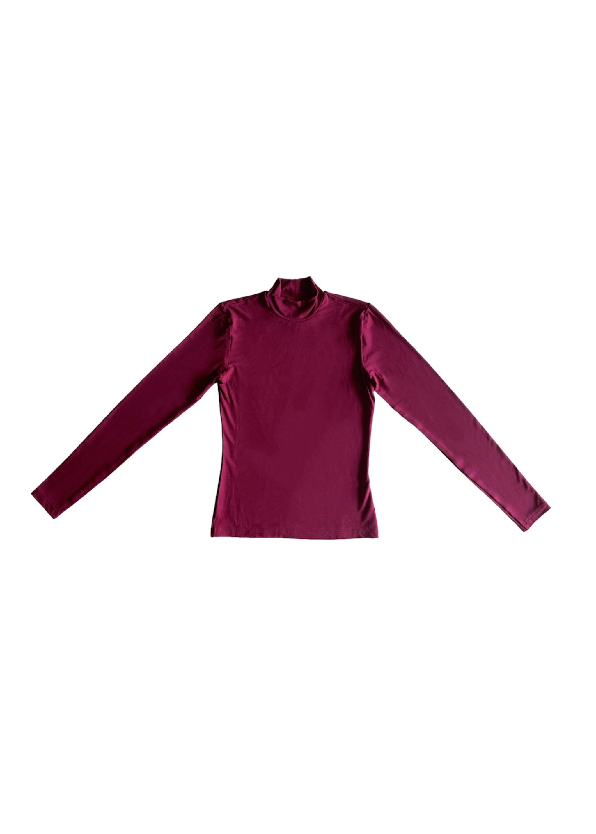 Turtleneck à manches longues en rayonne de bambou couleur raisin.