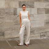 Pantalon en lin gris pour femme. Ensemble en lin pour femme. 