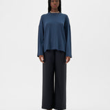 Pull léger en laine de mérinos - bleu acier