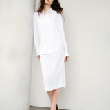 Jupe midi en lin - blanc