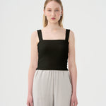 Classique Haut tube rib à bretelles noir pour femme. 
