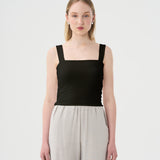 Classique Haut tube rib à bretelles noir pour femme. 