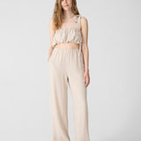 Wide linen pants - sand