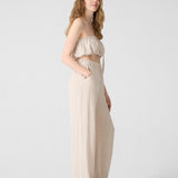 Wide linen pants - sand