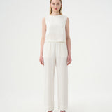 Ensemble d'été en lin blanc pour femme. 