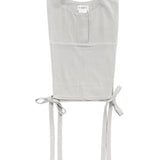 Plastron gris pâle en lin. Blouse en lin sans manche pour femme.